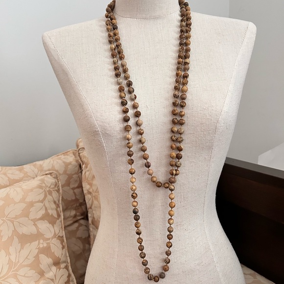 Vintage Extra Long Jasper Semiprecious Necklace - Picture 7 of 7